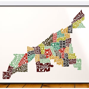 Cleveland neighborhood map print, Signed print of my original hand drawn Cleveland typography map art