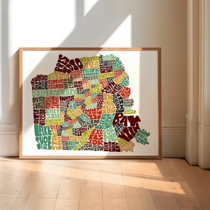 San Francisco neighborhood art print-FRAMED, San Francisco map art, several colors and sizes avail, San Francisco decor, San Francisco gift