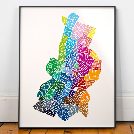 Austin Neighborhood Map Art Print Signed Print of My Original - Etsy
