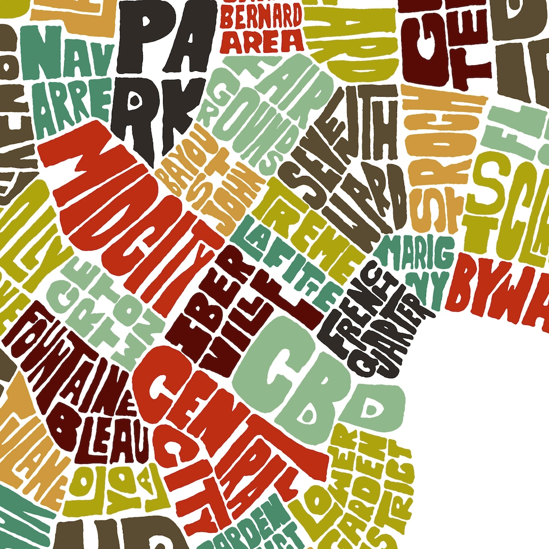 New Orleans Neighborhood Map Art Print Signed Print of My Original