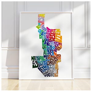Phoenix neighborhood map art print, Signed print of my original hand drawn Phoenix typography map art