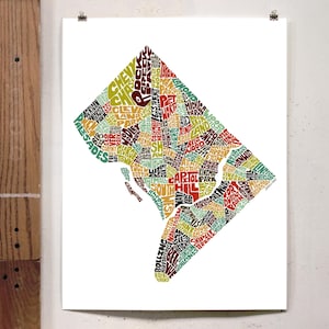 Washington DC Neighborhood Map Print, Signed Print of My Original Hand ...