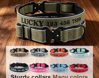 Custom Dog Collar, Personalized Dog Collar, Embroidered Dog Collar with Name and Phone Number, Gift for Dog Mom/Dad, Dog Collar & Leash Set