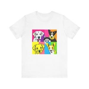 Chemise races de chiens - T-shirt pop art multi-races coloré - Cadeau pour amoureux des chiens