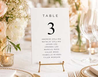 Modèle de cartes de table table 5 x 7, cartes pour table minimaliste imprimables, dîner de répétition de mariage, téléchargement immédiat sur toile modifiable