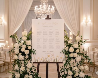 Modèle de plan de table mariage, plan de table tulipe aquarelle, toile modifiable, nos personnes préférées trouvent votre place signe imprimable, floral
