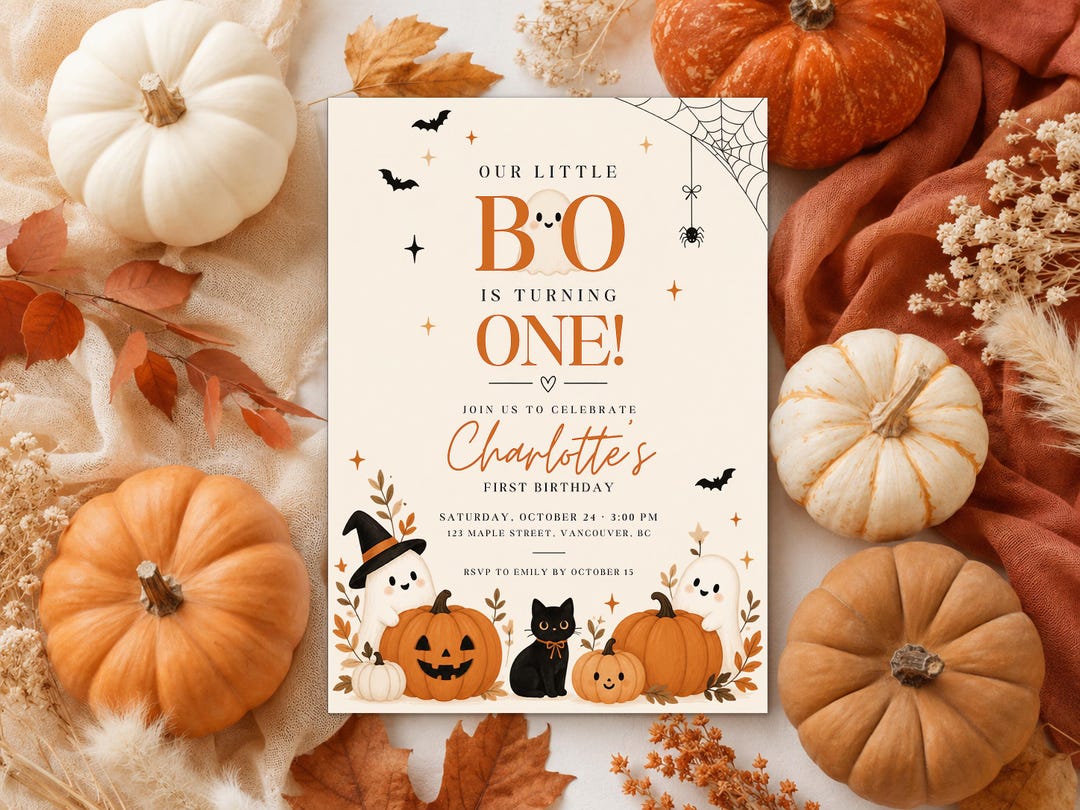 Spooky One 1st Birthday Invitation | Editable First Boo Day Canva ...