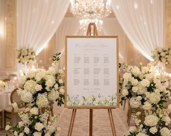 Modèle de plan de salle des lys calla, 18 x 24, verdure, plan des tables de mariage, toile éditable, signe de notre personne préférée imprimable, élégant