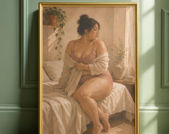 Body Positive Bedroom Wall Art, Curvy Woman Print, Self Love Poster, Feminine Figure Decor, Cozy Neutral Empowerment Artwork