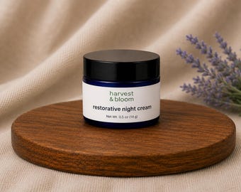 Natural Night Cream, Waterless Concentrated Botanical Bakuchiol Facial Moisturizer