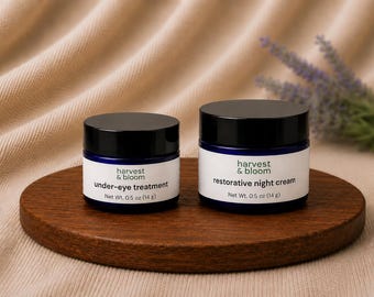 Natural Evening Skincare Set, Waterless Concentrated Botanical Eye Balm and Night Cream