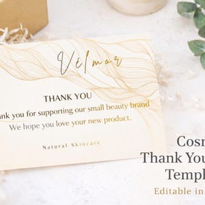 Cosmetic Thank You Card Template, Beauty Brand Packaging Insert, Editable Canva Thank You Card, Small Business Packaging Card, Instant Downl