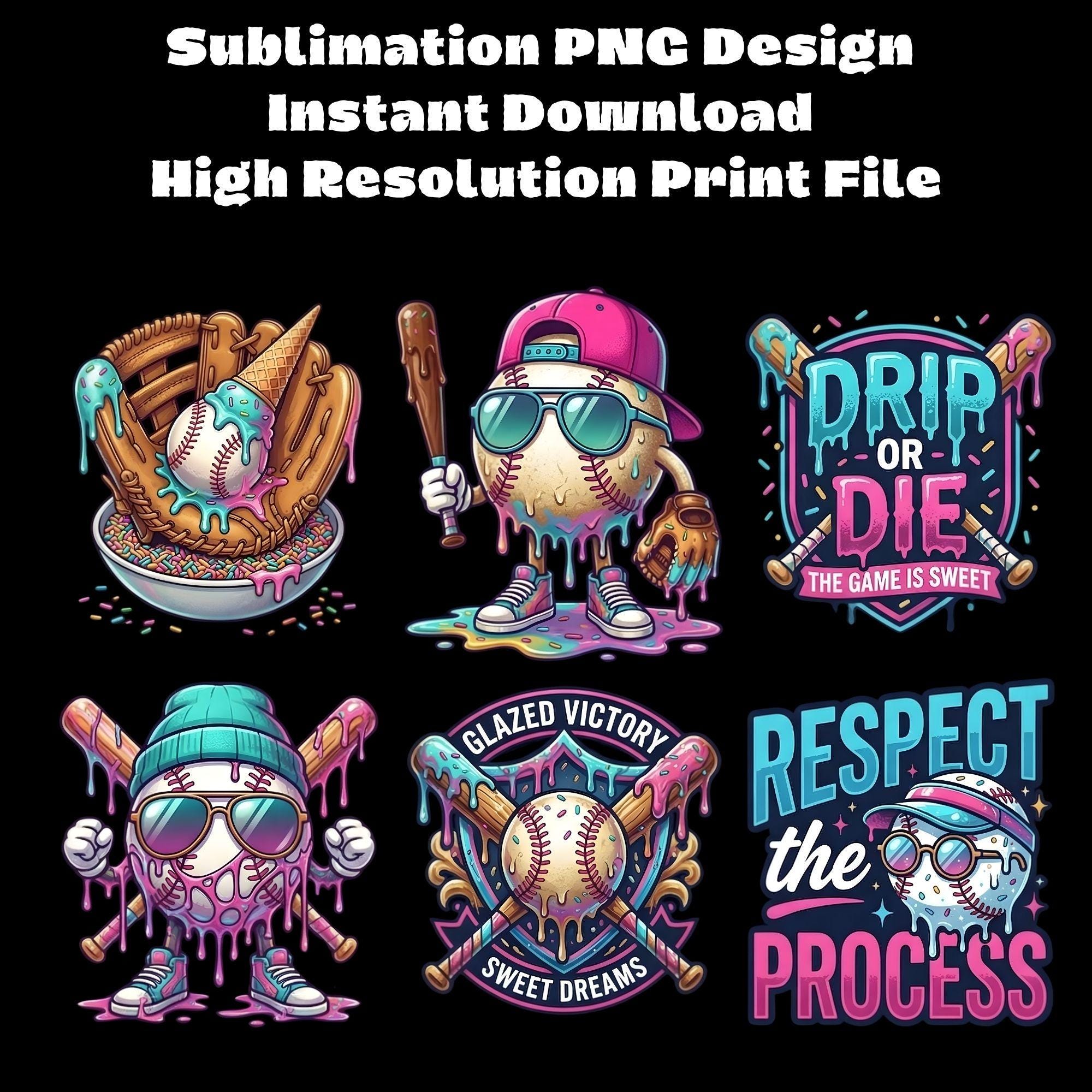 Baseball Drip PNG Bundle, Glazed Victory Clipart, Sports Sublimation ...