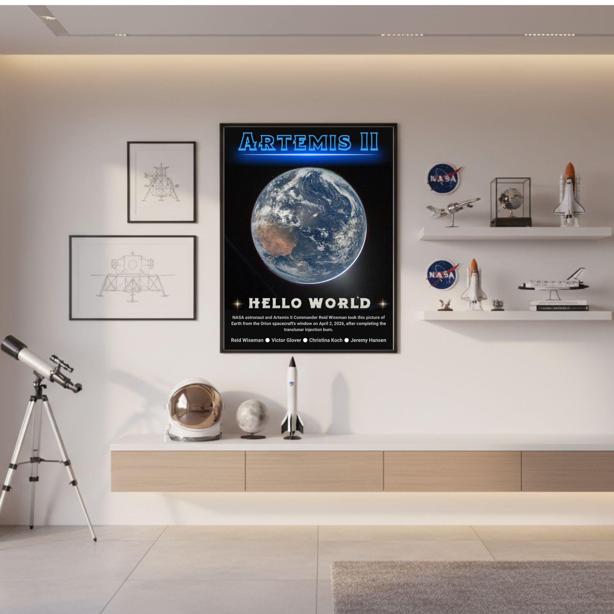 Artemis II, Hello World, Earth Blueprint Poster Digital Download, Orion ...