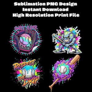 Baseball Drip PNG Bundle, Glazed Victory Clipart, Sports Sublimation Design (Digital Download)