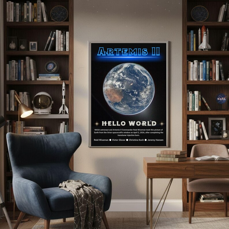 Artemis II, Hello World, Erde Blueprint Poster Digitaler Download ...