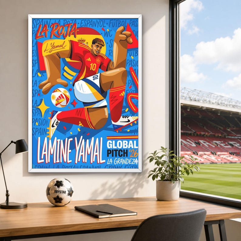 Yamal Rasmlar Lamine Yamal Football Poster, Retro Sports Art Print, Soccer Fan Gift ...