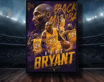 Póster de Kobe Bryant "Black Mamba", arte mural de baloncesto de los Lakers, camiseta gráfica de baloncesto (descarga digital)