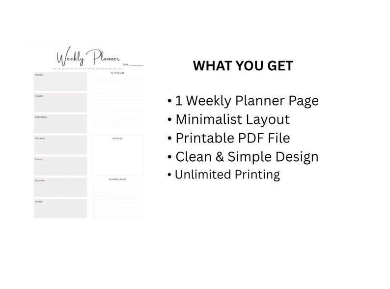 Minimalist Weekly Planner Printable | Weekly Planner Template ...