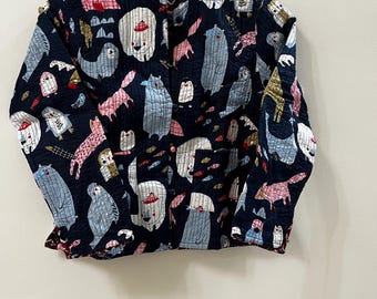 Handgjord quiltad barnjacka, rosa bomullskappa för småbarn, söt djurmönstrad babyjacka, lätta höst-vinterytterkläder, unik barnpresent