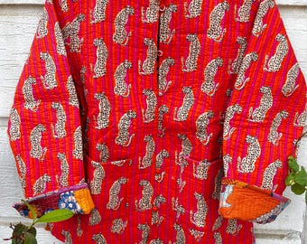 Hand Block Print Cotton Jacket: Reversible Indian Quilted Coat - Etsy