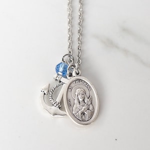 Philomena Halskette - Konfirmation Geschenke für Mädchen - Katholische Geschenk - Schutzpatron Medaille - Von Paten - Nautische Anker Schmuck