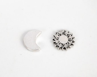 Sun and Moon Earrings - Mismatched Stud Earrings - Sterling Silver - Celestial Jewelry - Boho Wedding