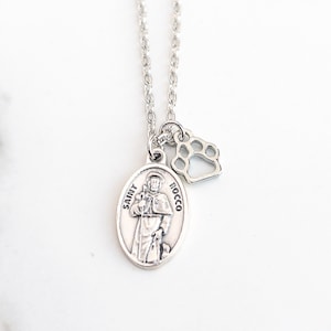 St Rocco Necklace - Dog Lover Gift - Saint Roch - Catholic Jewelry - Patron Saint of Dogs - Confirmation Gifts for Boys