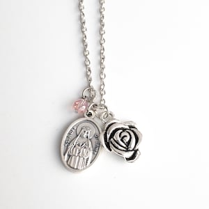 St Rose of Lima Necklace - Confirmation Gifts for Girls - Saint Medal - First Communion Gifts - Catholic Jewelry