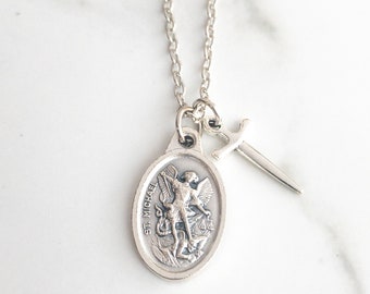 Archangel Michael Necklace - Police Officer Gifts - Confirmation Gifts for Boys - Guardian Angel Necklace - St Michael - Catholic Jewelry