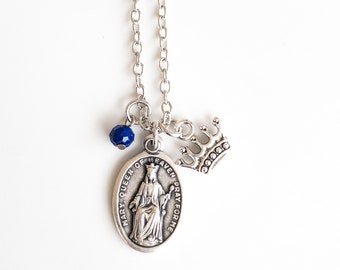 Virgin Mary Necklace - Mary Queen of Heaven - Blessed Mother - Catholic Jewelry - Mothers Day Gift