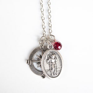 Ketting Sint-Christoffel en kompas - katholieke heilige sieraden