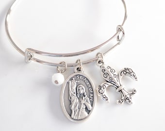 St Joan of Arc Bracelet - Catholic Jewelry - Confirmation Gifts for Girls - Fleur de Lis Jewelry - Religious Gifts