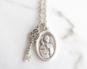 St Peter Necklace - Catholic Jewelry - Confirmation Gifts for Boys - Key Necklace