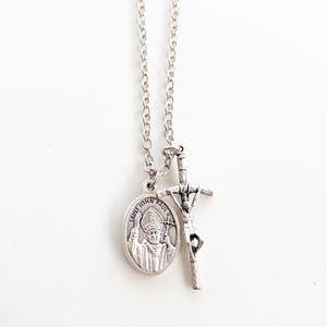 St. John Paul II Medal Necklace - Pope JPII Crucifix - Catholic ...