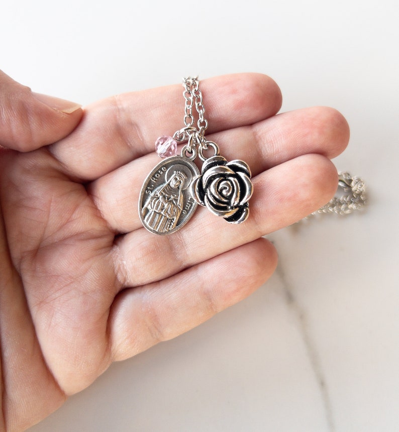 St Rose of Lima Necklace - Confirmation Gifts for Girls - Saint Medal ...
