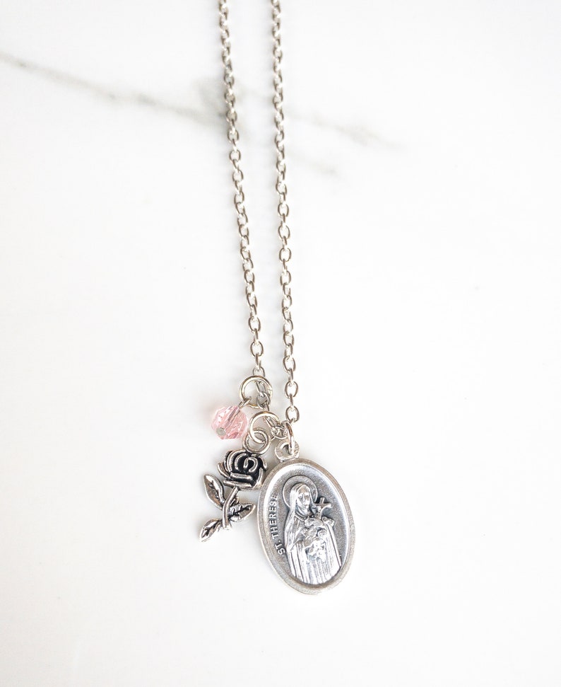 St Therese of Lisieux Necklace Confirmation Saint Necklace Etsy
