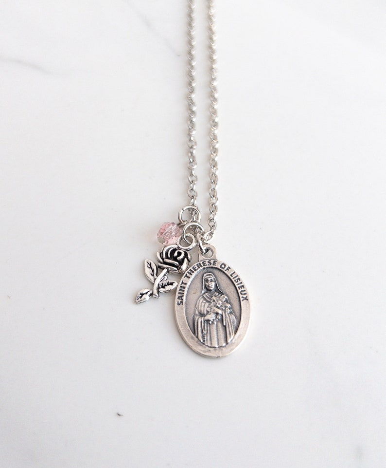 St Therese of Lisieux Necklace Confirmation Saint Necklace Catholic Gift for Her Patron Saint Jewelry Confirmation Gift for Girl image 1