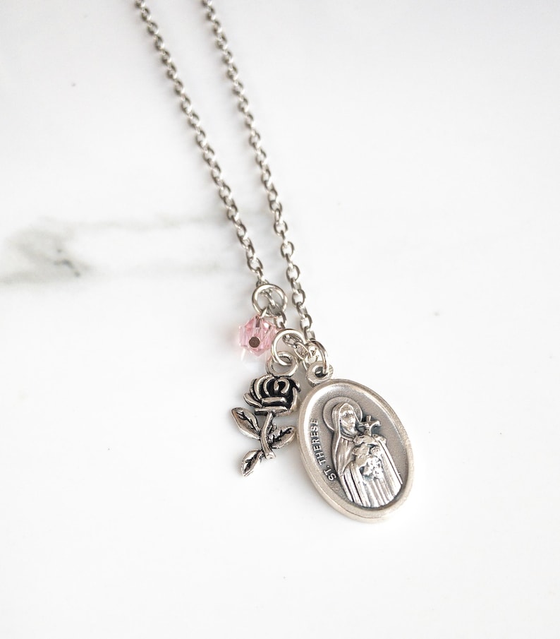 St Therese of Lisieux Necklace - Confirmation Saint Necklace - Catholic ...