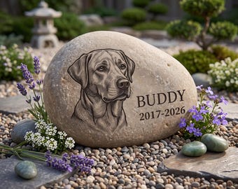 Custom Pet Memorial Stone, Photo Engraved Stone, Pet Grave Marker, Dog Headstone, Pet Cemetery Marker, Pet Loss Gift, Remembrance Gift