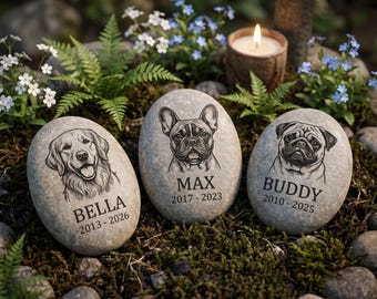 Personalized Pet Grave Marker, Dog Headstone, Memorial Stone, Photo Engraved Stone, Custom Pet Marker, Pet Loss Gift, Pet Cemetery Marker