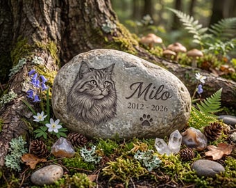 Custom Pet Marker, Dog Memorial Stone, Pet Grave Marker, Photo Engraved Stone, Remembrance Gift, Pet Headstone, Dog Tombstone