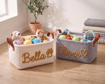 Personalized Dog Toy Box, Pet Toy Basket, Custom Storage Bin, Dog Accessories Storage, Puppy Gift, Dog Gift, Pet Organization