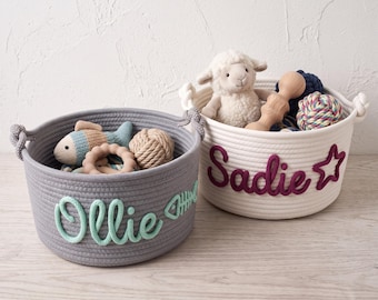 Custom Pet Toy Basket, Personalized Rope Storage Bin, Dog Toy Bin, Puppy Gift, Personalized Dog Basket, Dog Accessories, New Dog Gift
