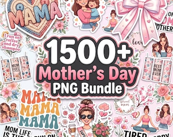 1500+ Mother's Day PNG Bundle, Trendy Mama, Retro Coquette Mom Designs (Digital Download)