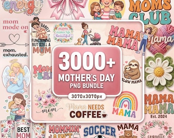 3000+ Mother’s Day PNG Bundle, Mom Clipart, Mom Sublimation Designs, Digital Download