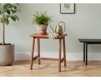 Bar Stools, Acacia Wood Stool, Small Wooden Bench Seat, Bathroom Stool, Plant Stand, Makeup Stool, Farmhouse End Table, Industrial Stool
