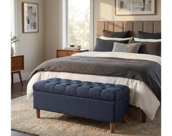 Tufted Storage Ottoman Bench, Upholstered Entryway Seating, Hinged Lid, 40" Wide