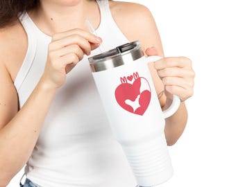 Taza de viaje/vaso térmico Mom Cat Heart de 40 oz