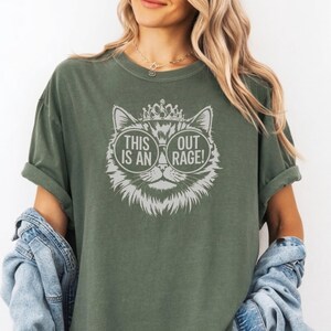 This Is An Outrage Cat Shirt, Funny Grumpy Cat Tee, Sassy Cat Lover Gift, Retro Sunglasses Cat T-Shirt, Vintage Aesthetic Cat Graphic Top image 1